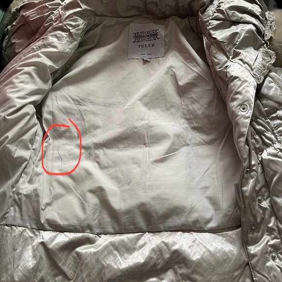 Tuleh Creamy Champaign Satiny Puffer Coat Size 38 - Picture 11 of 16